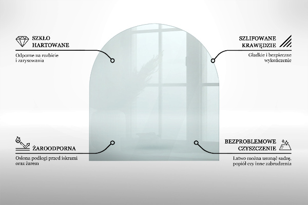 Kandalló üveg alátét 80x70 cm