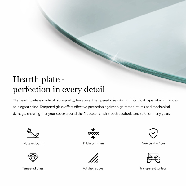 Kandalló üveg alátét 80x70 cm