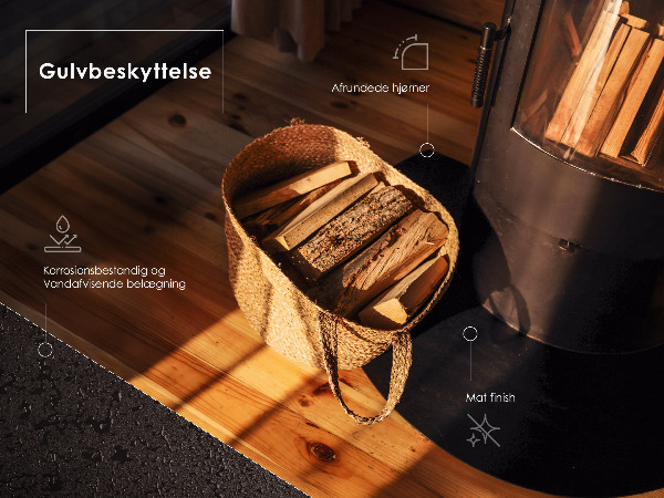 Félköríves fekete kandalló alátét 80x70 cm