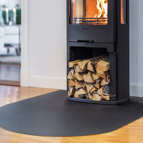 Félköríves fekete kandalló alátét 80x70 cm