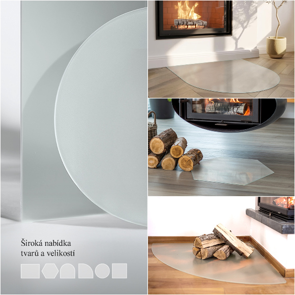 Fél ovális áttetsző kandalló alátét 80x70 cm