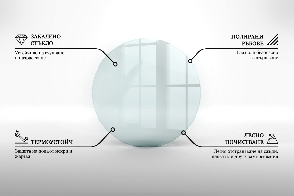Üveg kandalló alátét fi100 cm
