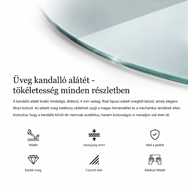 Üveg kandalló alátét fi50 cm