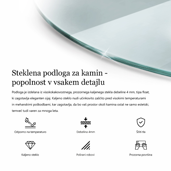 Üveg kandalló alátét fi70 cm