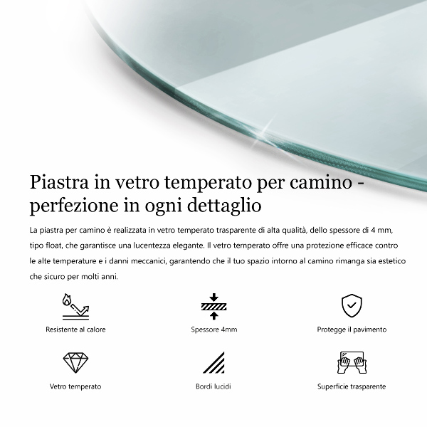 Üveg kandalló alátét fi70 cm