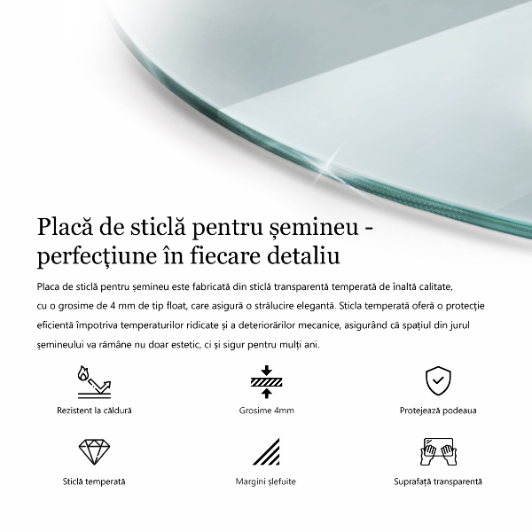 Üveg kandalló alátét fi70 cm