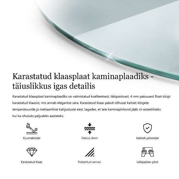 Üveg kandalló alátét fi70 cm