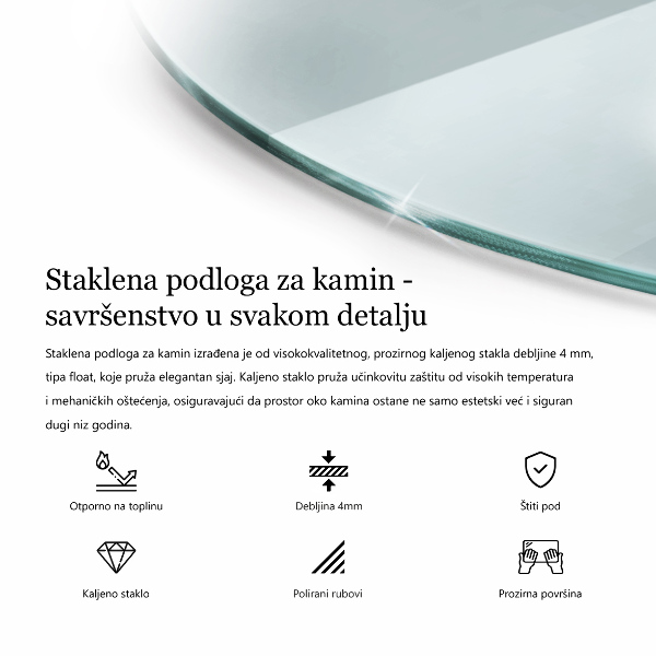 Üveg kandalló alátét fi70 cm