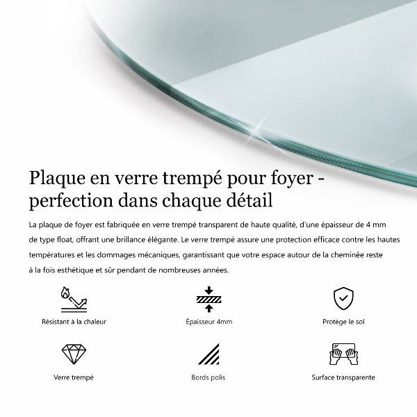 Üveg kandalló alátét fi80 cm