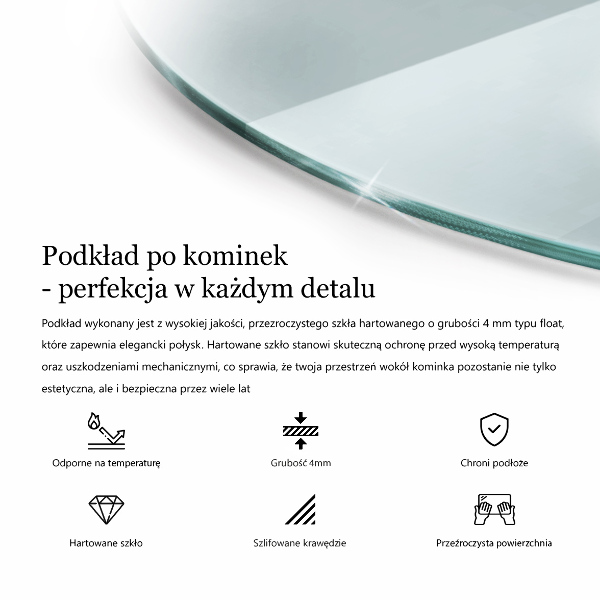 Üveg kandalló alátét fi80 cm