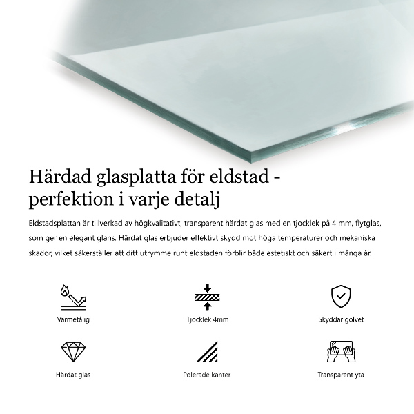 Kandalló üveg alátét 120x60 cm