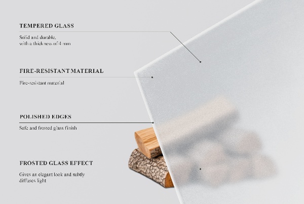 Téglalap alakú áttetsző kandalló aláté 100x50 cm