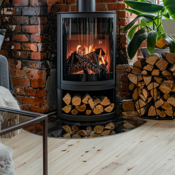 Negyedkör alakú üveg kandalló alátét Háromdimenziós geometria