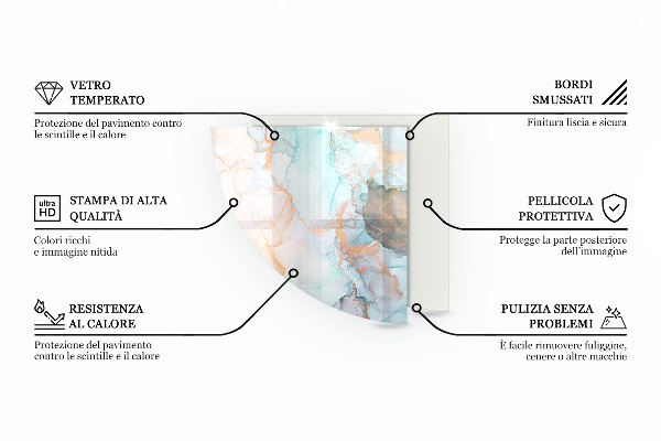 Negyedkör alakú kandalló alátét üveg Finom vonalak hullámai