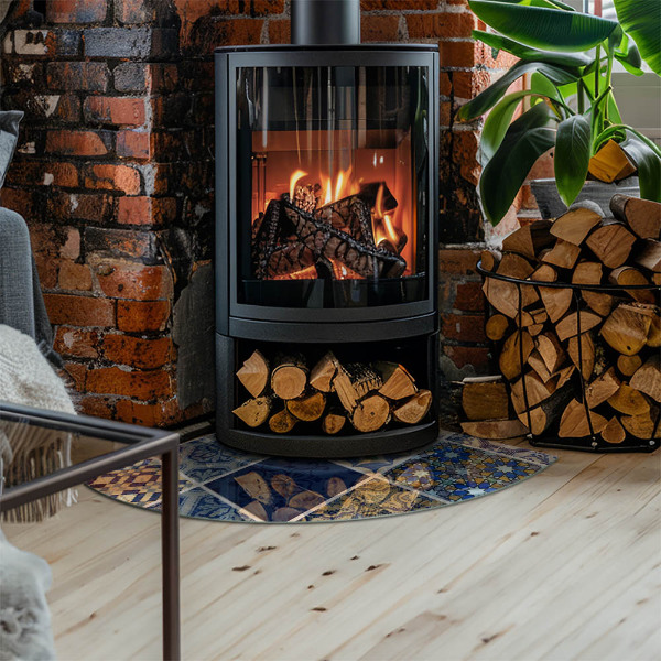 Negyedkör alakú kandalló alátét Kerámia csempe minták