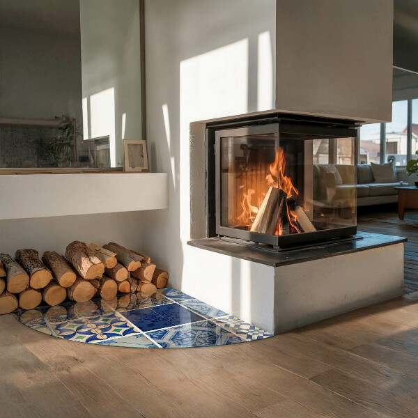 Negyedkör alakú kandalló alátét Kerámia csempe minták