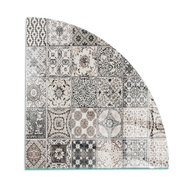 Negyedkör alakú üveg kandalló alátét Dekoratív csempe minták