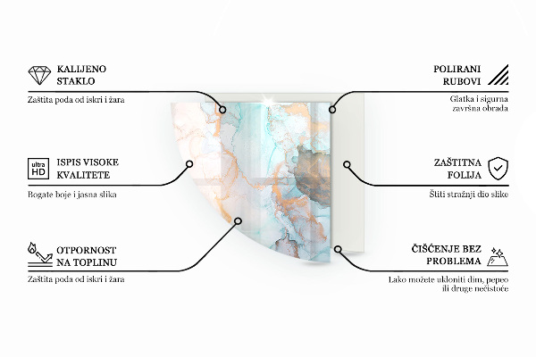 Negyedkör alakú üveg kandalló alátét Dekoratív csempe minták