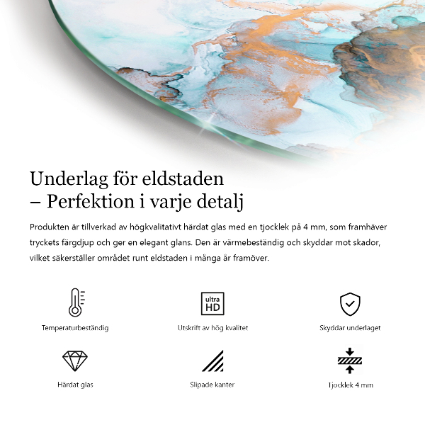 Negyedkör alakú kandalló alátét Márványminta erekkel