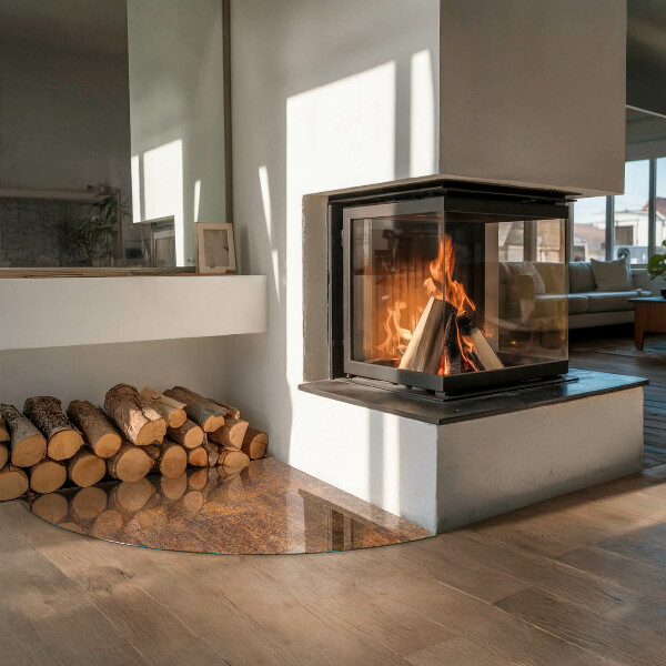 Negyedkör alakú üveg kandalló alátét Rozsda textúra a háttérben