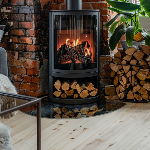 Negyedkör alakú kandalló alátét Elegáns textúrájú levelek