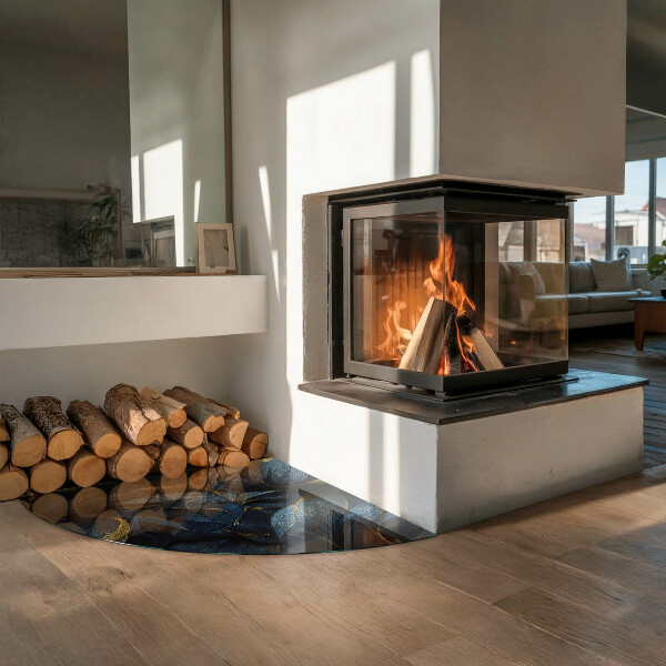 Negyedkör alakú kandalló alátét Elegáns textúrájú levelek