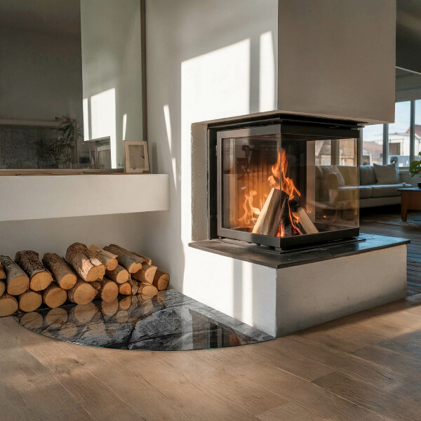 Negyedkör alakú kandalló alátét Természetes kő minta