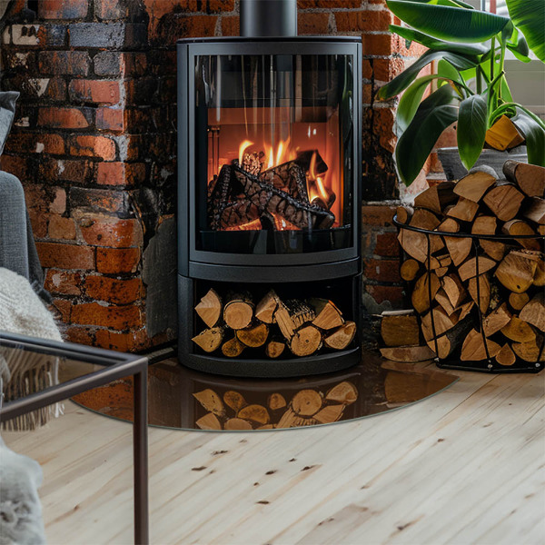 Negyedkör alakú üveg kandalló alátét Szín Barna