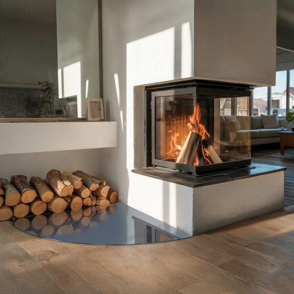 Negyedkör alakú kandalló alátét üveg Szín Sötétkék