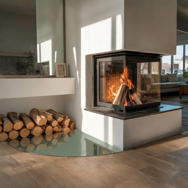 Negyedkör alakú kandalló alátét Olíva színű