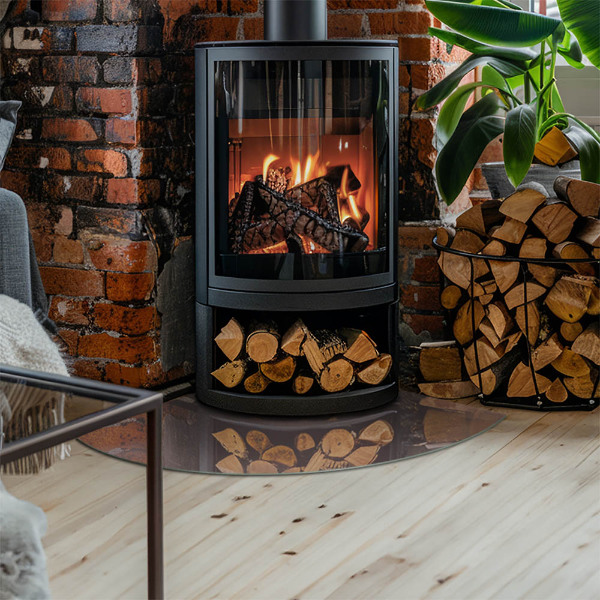 Negyedkör alakú üveg kandalló alátét Szín Bézs