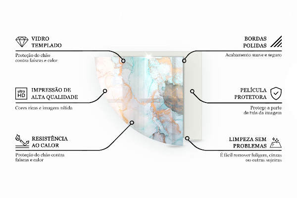 Negyedkör alakú üveg kandalló alátét Szín Barna
