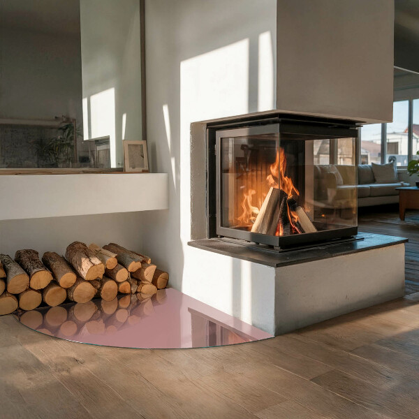 Negyedkör alakú üveg kandalló alátét Szín Rózsaszín