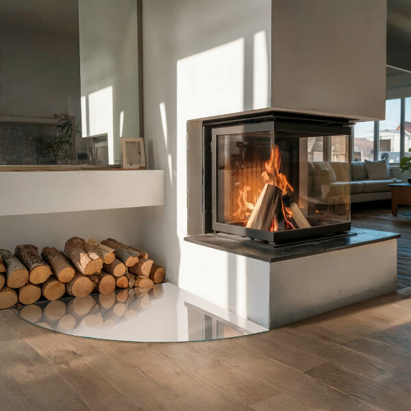 Negyedkör alakú üveg kandalló alátét Szín Halványrózsaszín