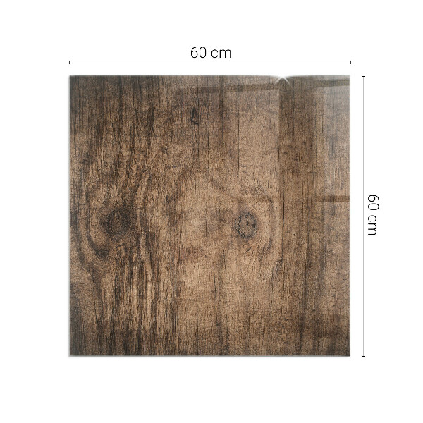 Négyzet alakú üveg kandalló alátét Természetes fa minta