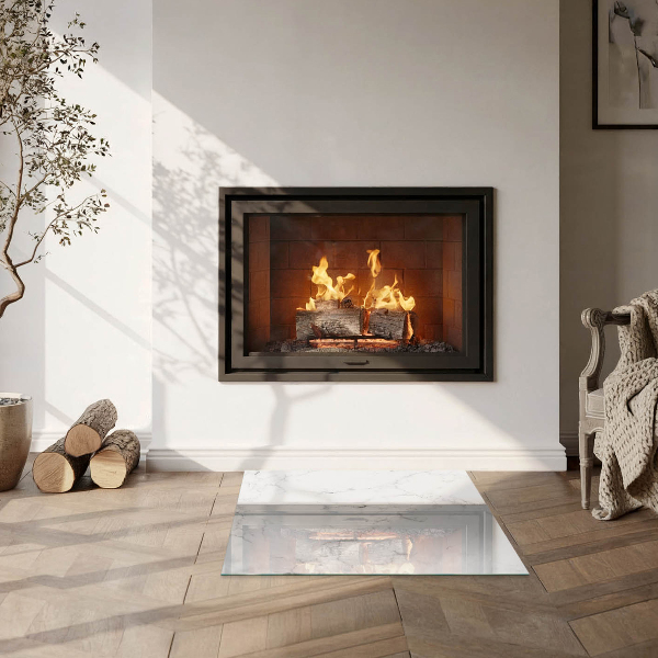 Négyzet alakú kandalló alátét Márványminta erekkel