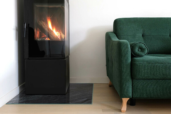 Négyzet alakú üveg kandalló alátét Kő felületi textúra