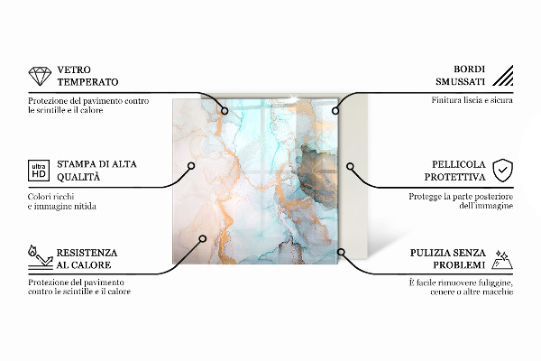 Négyzet alakú kandalló alátét üveg Geometria fával