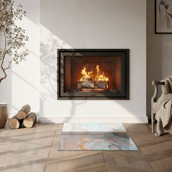 Négyzet alakú üveg kandalló alátét Absztrakt folyadékminta