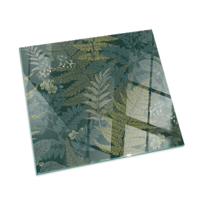 Négyzet alakú kandalló alátét üveg Növényi motívumok pillangókkal