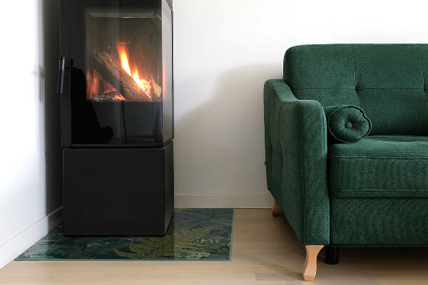 Négyzet alakú kandalló alátét üveg Növényi motívumok pillangókkal