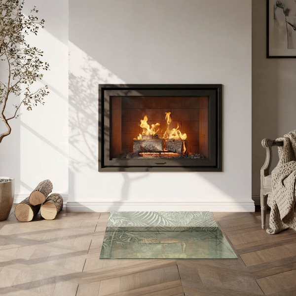 Négyzet alakú kandalló alátét Trópusi levelek a háttérben