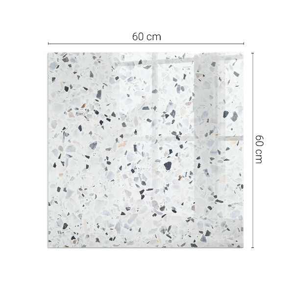 Négyzet alakú üveg kandalló alátét Kőminta részecskékkel