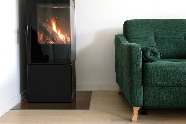 Négyzet alakú üveg kandalló alátét Szín Barna