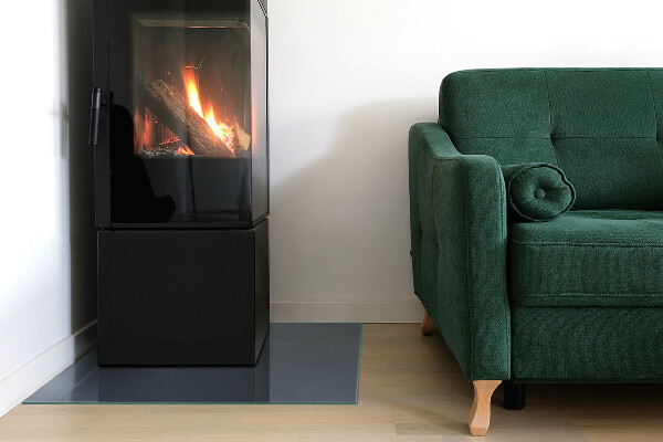 Négyzet alakú kandalló alátét üveg Szín Sötétkék