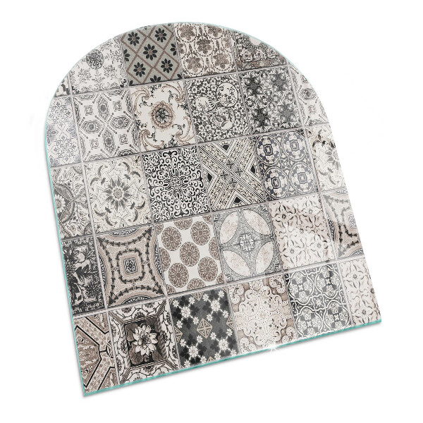 Félkör alakú üveg kandalló alátét Dekoratív csempe minták