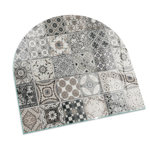 Félkör alakú üveg kandalló alátét Dekoratív csempe minták