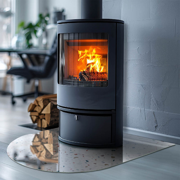 Félkör alakú kandalló alátét üveg Minta kis formákkal