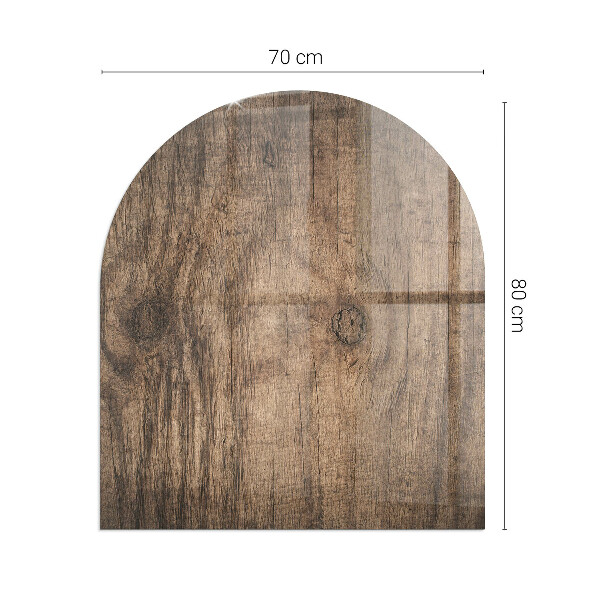 Félkör alakú üveg kandalló alátét Természetes fa minta