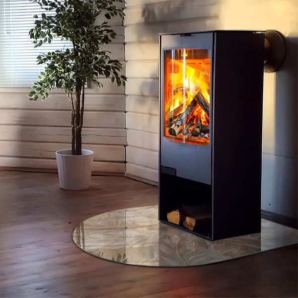 Félkör alakú kandalló alátét Levelek finom mintázatban